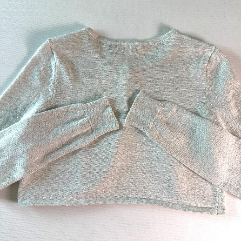 The Children's Place Girl's Sz 14 White Sparkle Shrug Crop Cardigan Sweater L/S - Picture 7 of 15